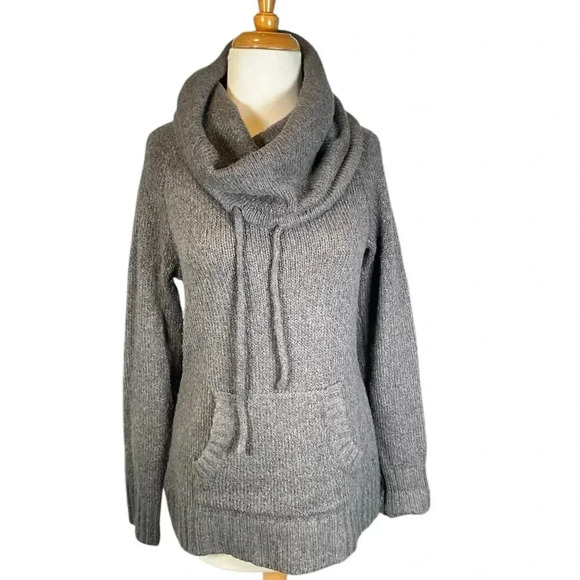 Eddie Bauer Sleepwear Women's Size Medium Cowl Neck Kangaroo Pockets Dark Gray - Picture 5 of 11